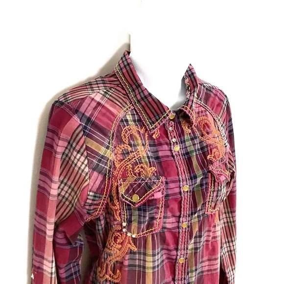 EUC LS plaid top by Roar - Picture 6 of 15